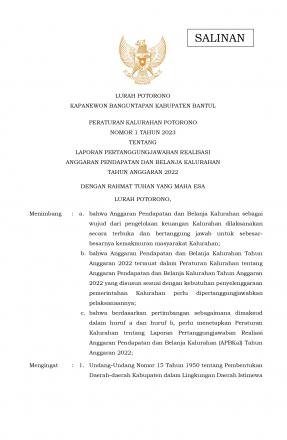 Peraturan Kalurahan Nomor 1 Tahun 2023